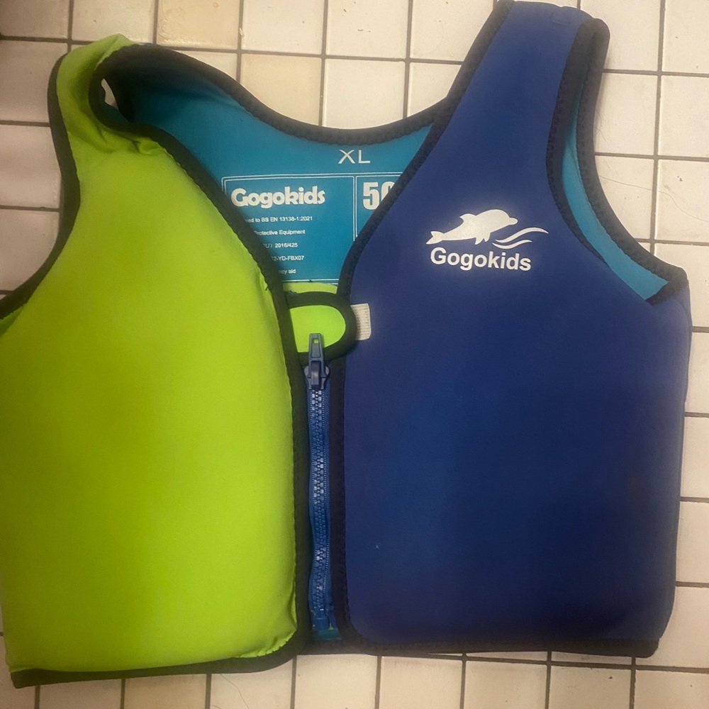 Blue and Green Kids Swim Vest